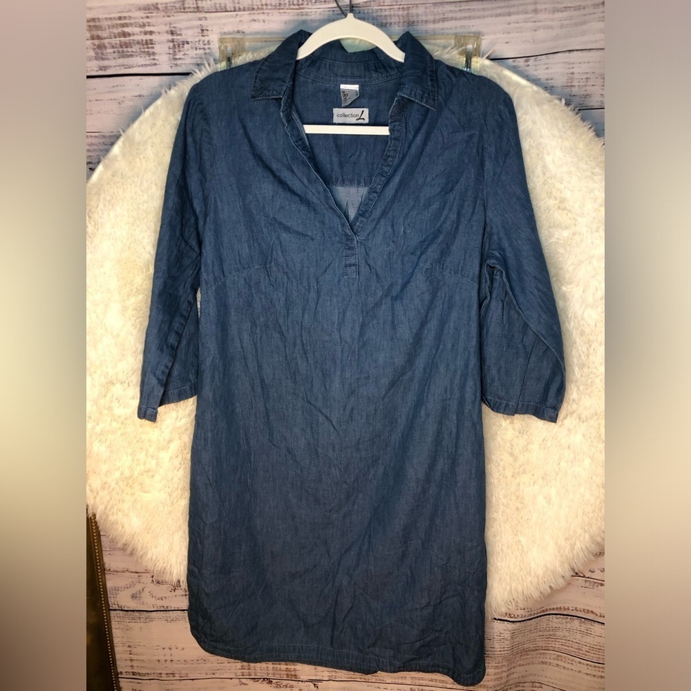 Blue Polo Collar Cuffed Sleeve Dress/Cover up size 6 NWOT - Picture 2 of 12